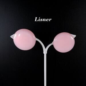 Lisner Lucite Button Clip Earrings, 1 1/8 Inch, 1950s